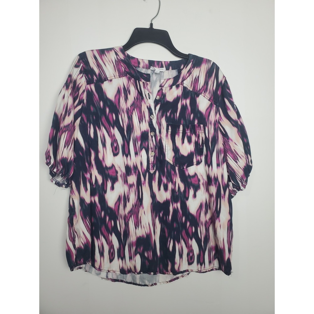 Westbound Womens Short-Sleeve Tunic Blouse, Abstract Ikat Print, Size L, Lyocell